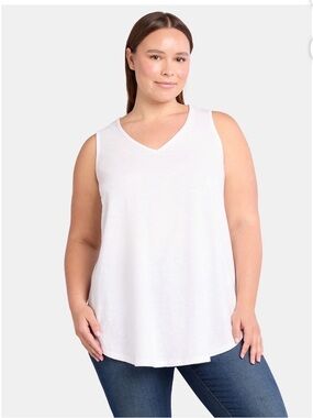 Terra & Sky Women’s White Twist Back Cotton Tank Top Plus Size 4X NWOT